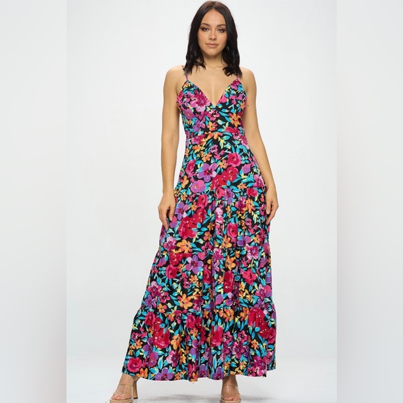 176 Floral Print Maxi Dress - Picture 1 of 7
